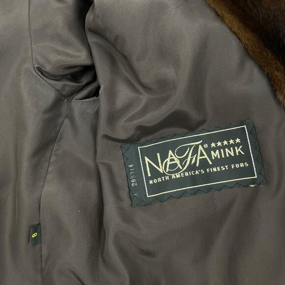 Vintage Nafia Real Mink Fur Long Coat Full Length Brown Size 8 - Picture 11 of 12